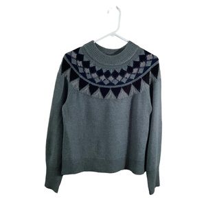 Ann Taylor Fair Isle Chunky Knit Mock Sweater Wool Blend